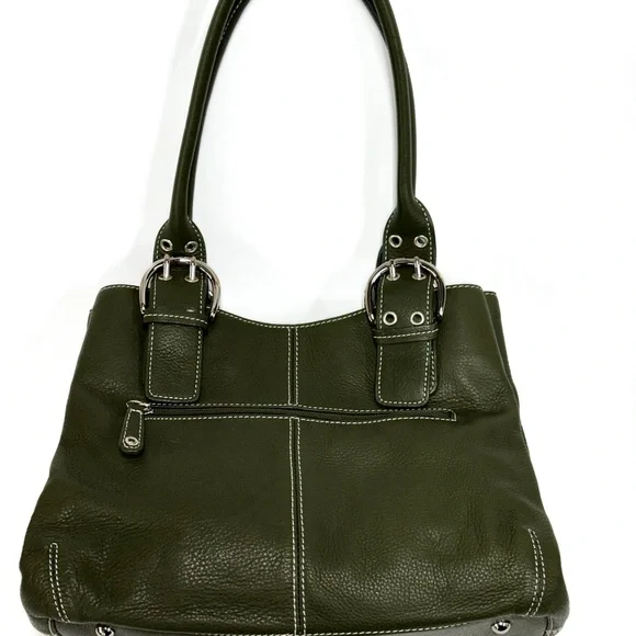Tignanello Olive Leather Shoulder Bag - Picture 1 of 11